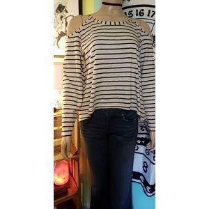 MINKPINK Cold Shoulder Striped Long Sleeve